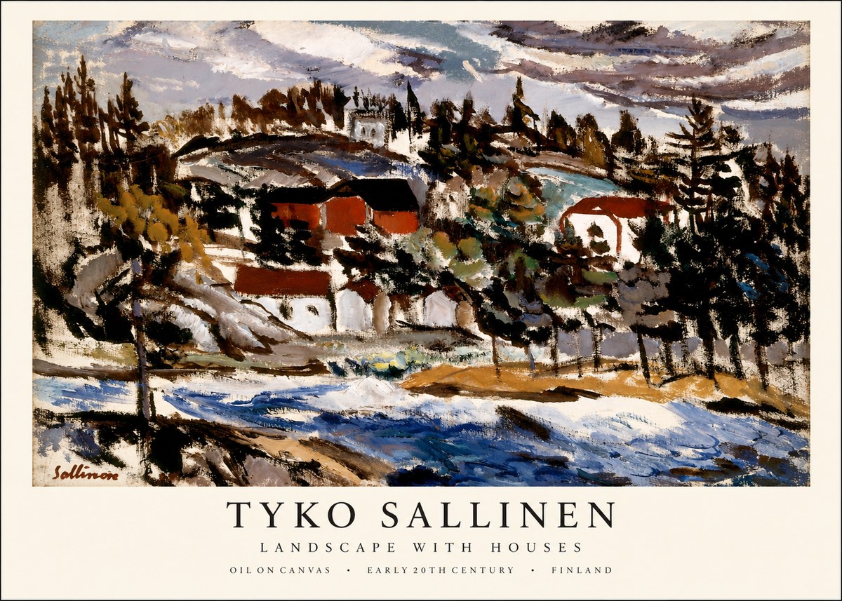 Tyko Sallinen Landscape with Houses No1 - Póster