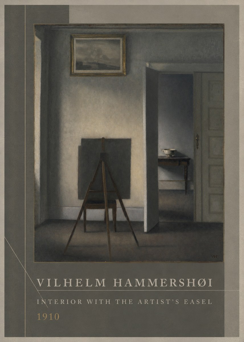 Vilhelm Hammershøi Interior with the Artist's Easel II No2 - Póster