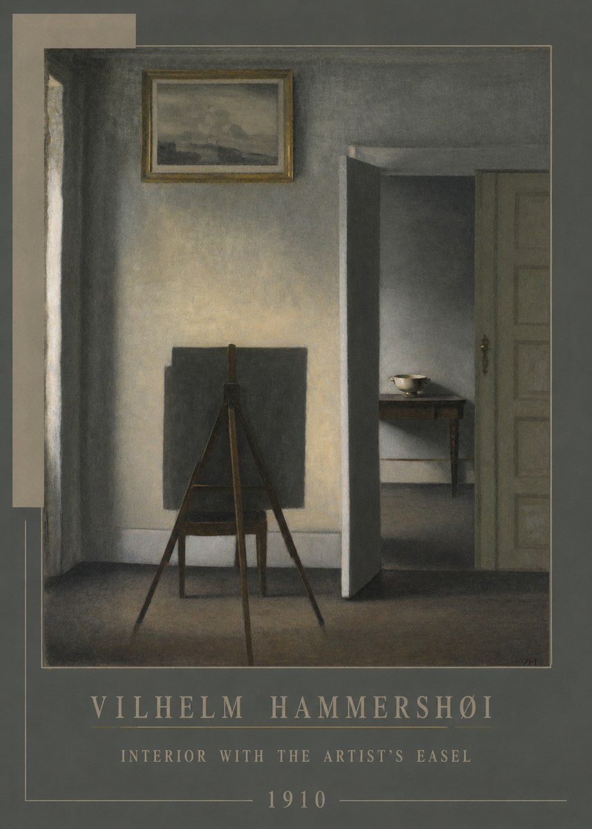 Vilhelm Hammershøi Interior with the Artist's Easel II No4 - Póster