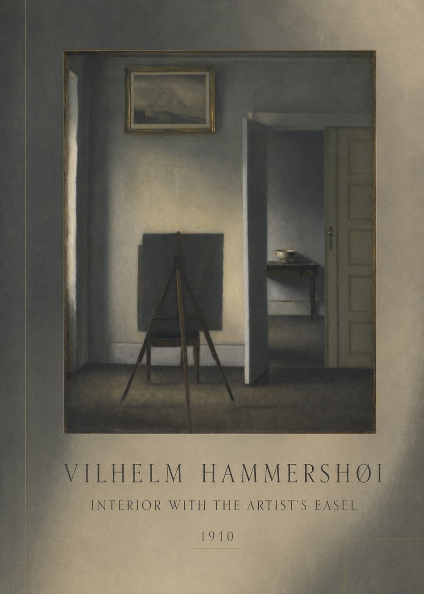 Vilhelm Hammershøi Interior with the Artist's Easel II No5 - Póster