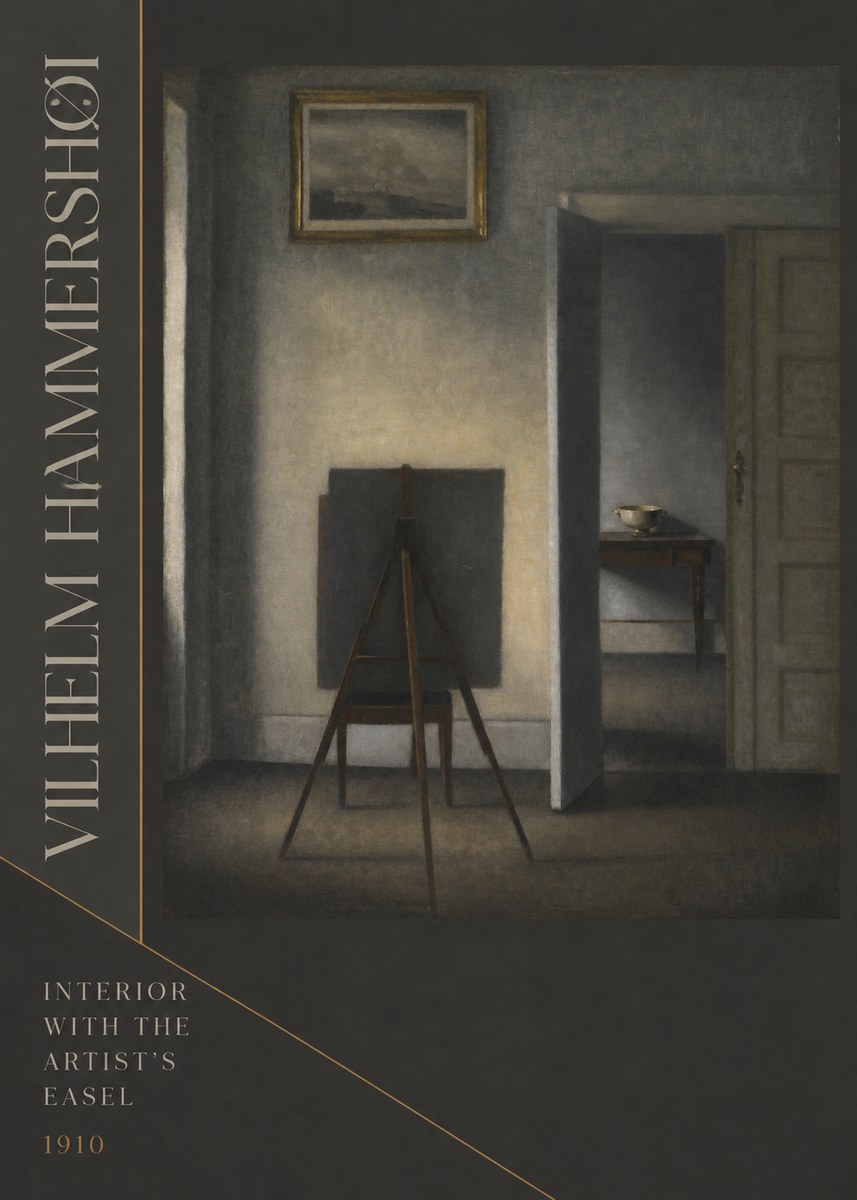 Vilhelm Hammershøi Interior with the Artist's Easel II No6 - Póster