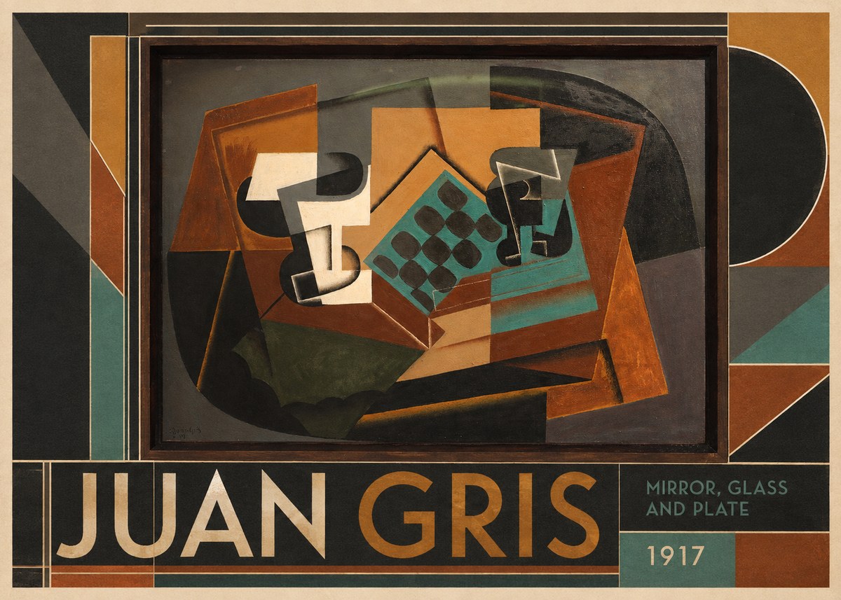 Juan Gris Mirror, Glass and Plate No1 - Póster