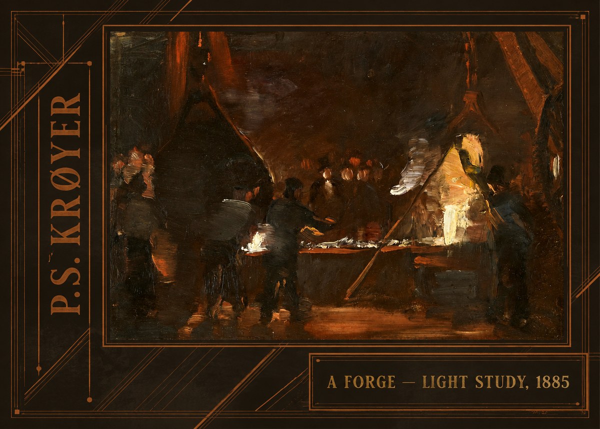 P.S. Krøyer A Forge — Light Study, 1885 No2 - Póster