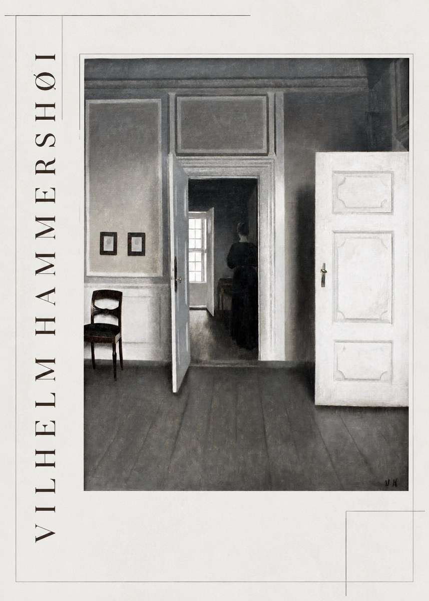 Vilhelm Hammershøi Interior with a Woman Seen from Behind No2 - Póster