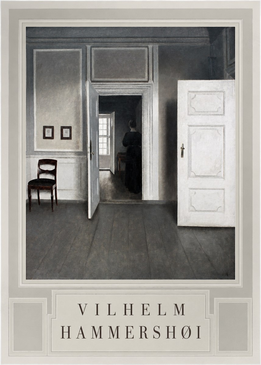 Vilhelm Hammershøi Interior with a Woman Seen from Behind No3 - Póster