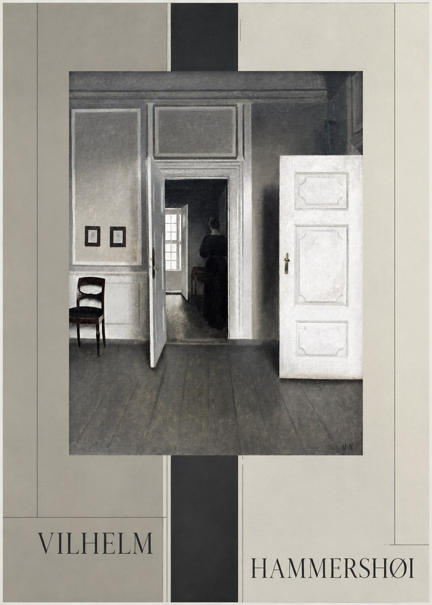 Vilhelm Hammershøi Interior with a Woman Seen from Behind No4 - Póster