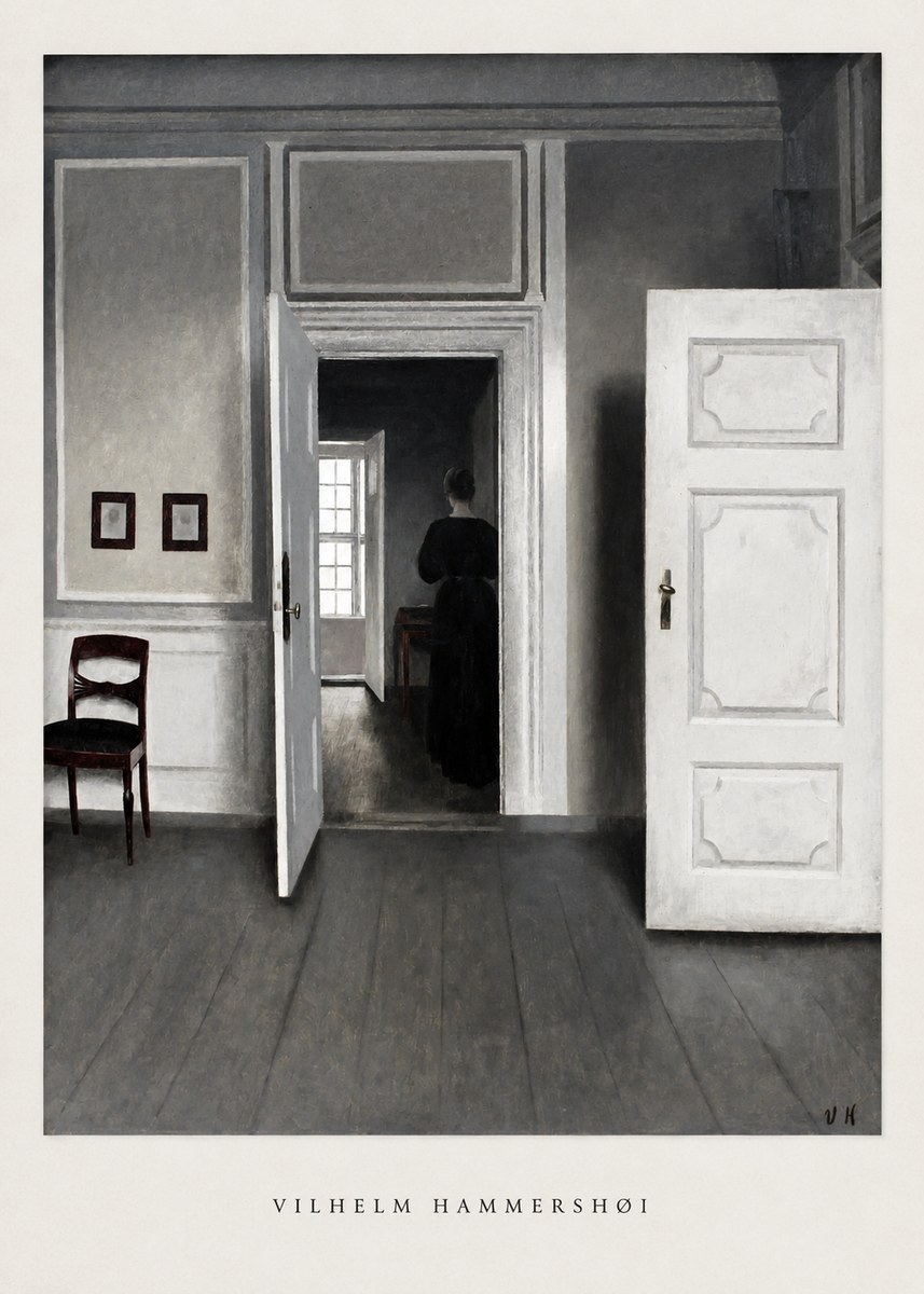 Vilhelm Hammershøi Interior with a Woman Seen from Behind No6 - Póster