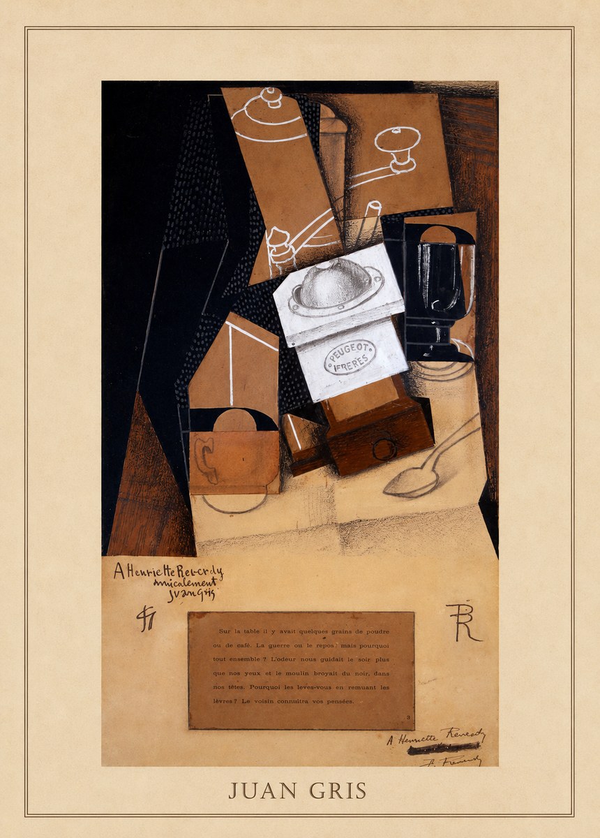 Juan Gris Still Life with Coffee Grinder II No4 - Póster