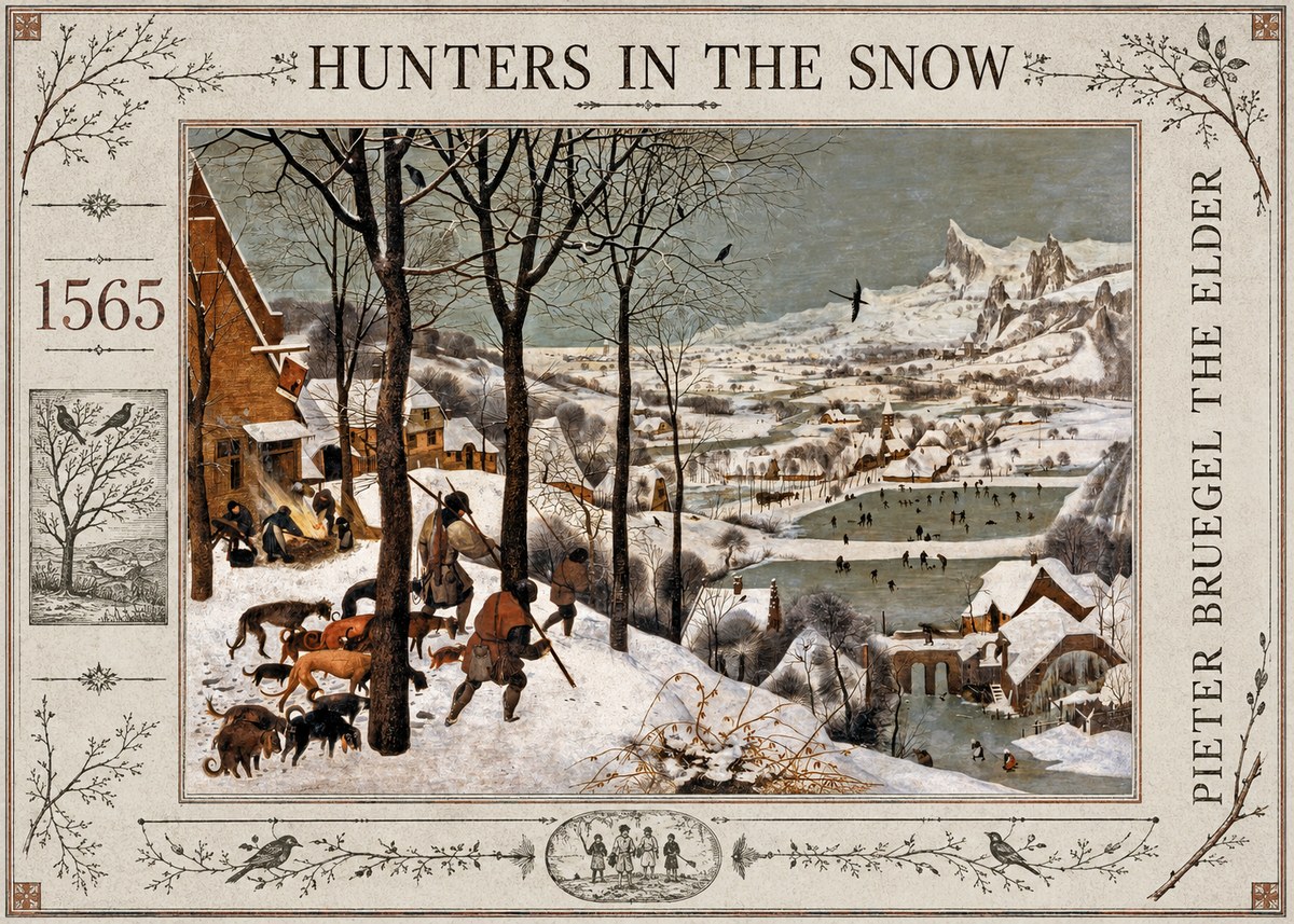 Pieter Bruegel Hunters in the Snow No2 - Póster