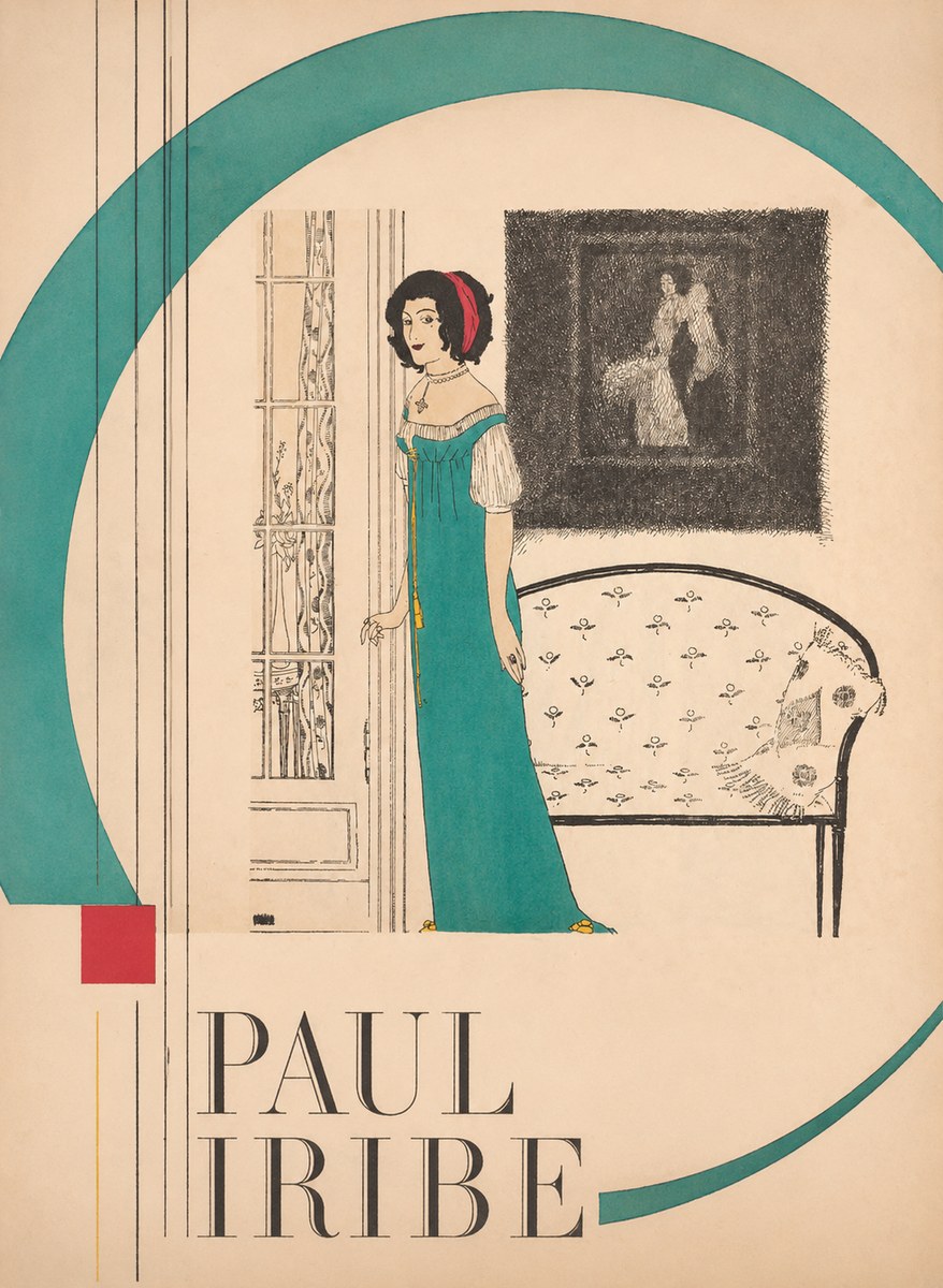 Paul Iribe Woman in Teal Gown No6 - Póster