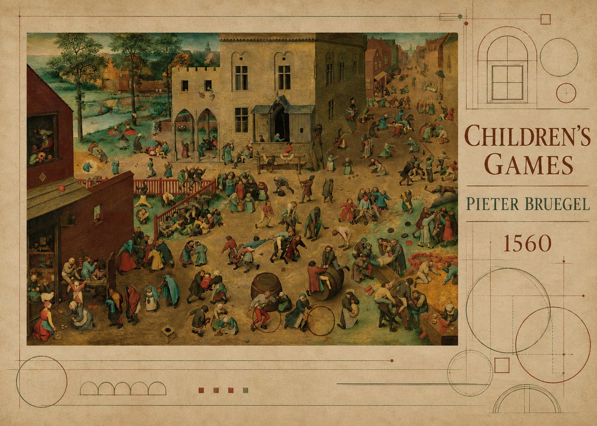 Pieter Bruegel Children's Games IV No5 - Póster