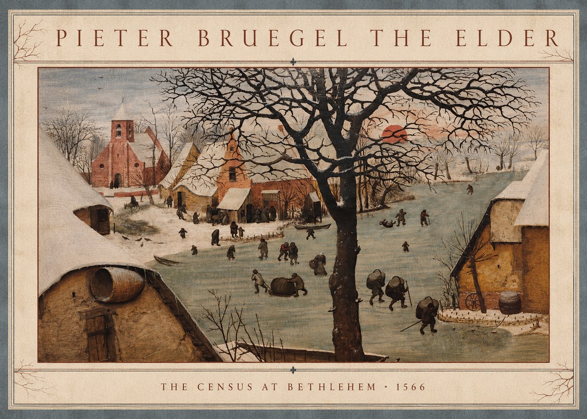 Pieter Bruegel The Census at Bethlehem V No3 - Póster