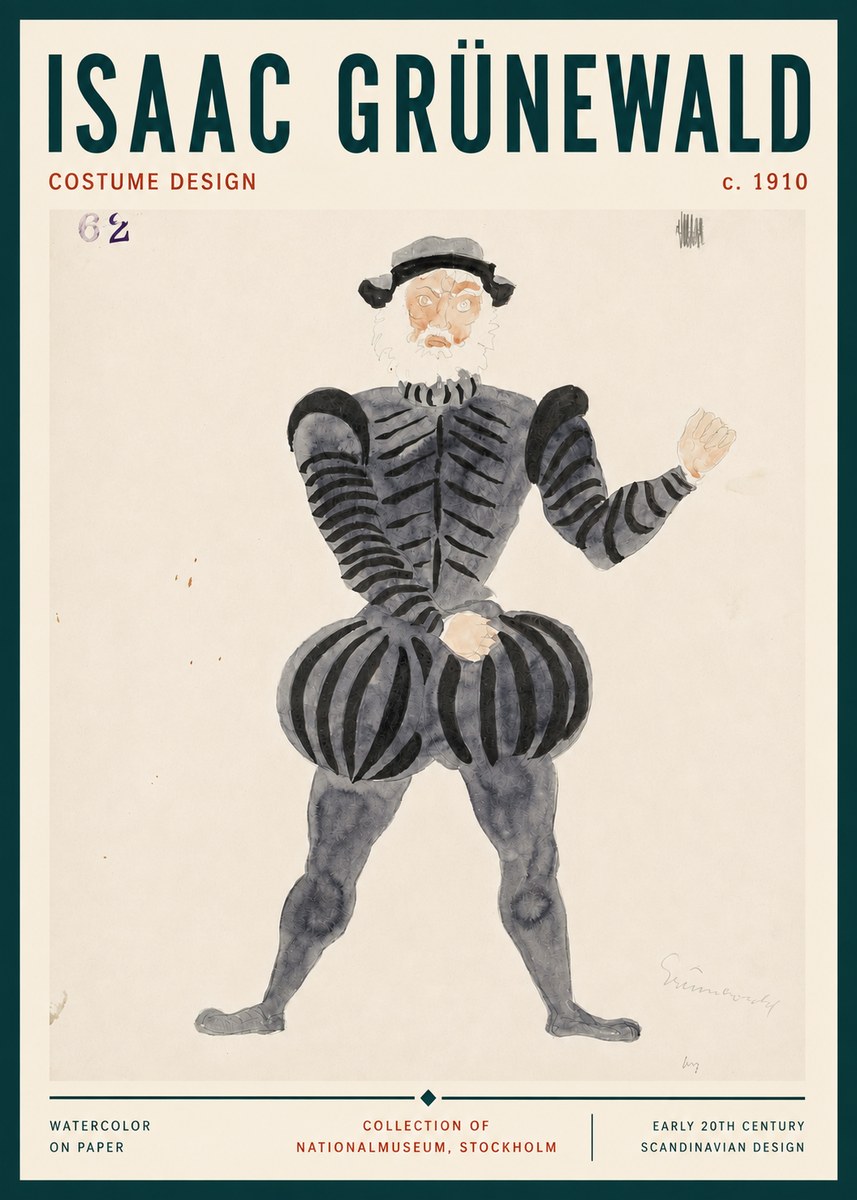 Isaac Grünewald Costume Design C. 1910 No3 - Póster