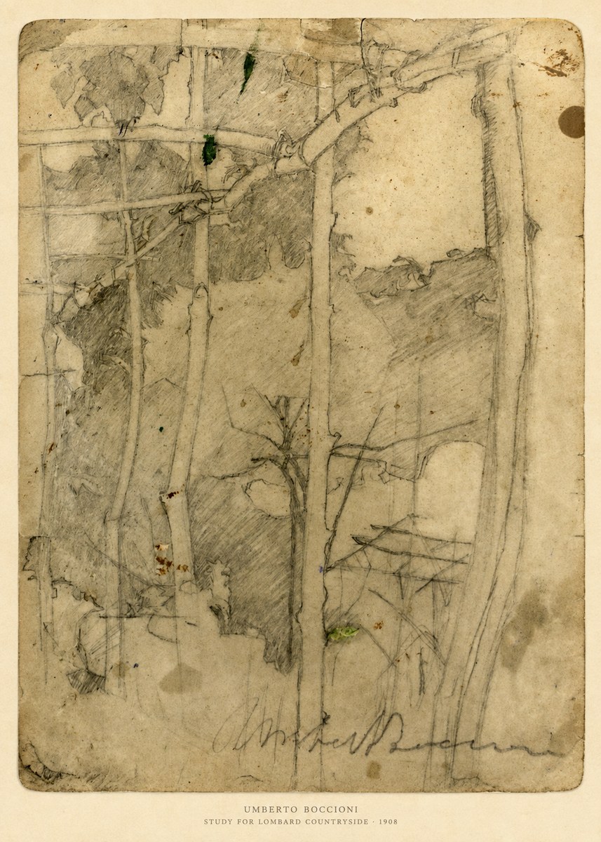 Umberto Boccioni Study for Lombard Countryside No6 - Póster