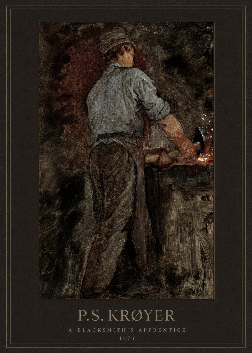 P.S. Krøyer A Blacksmith's Apprentice No3 - Póster