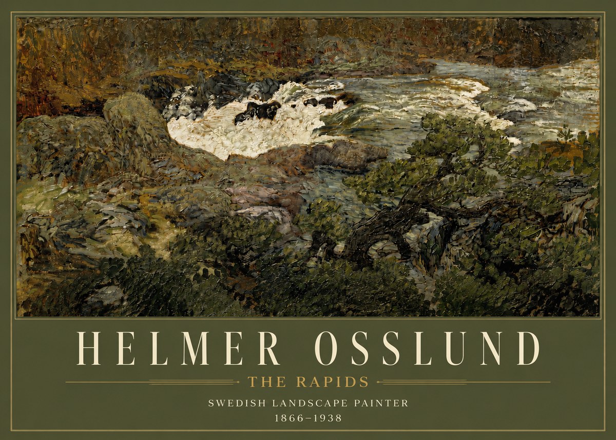 Helmer Osslund The Rapids No3 - Póster