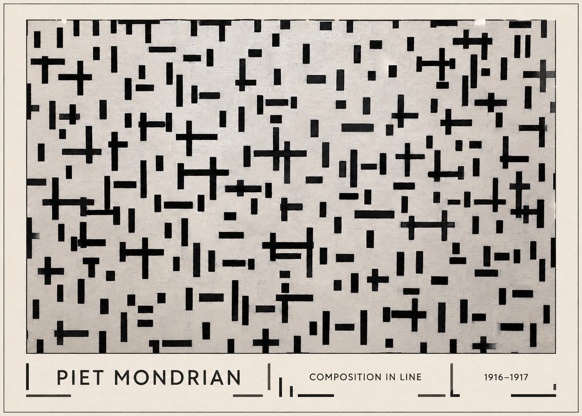 Piet Mondrian Composition in Line No1 - Póster