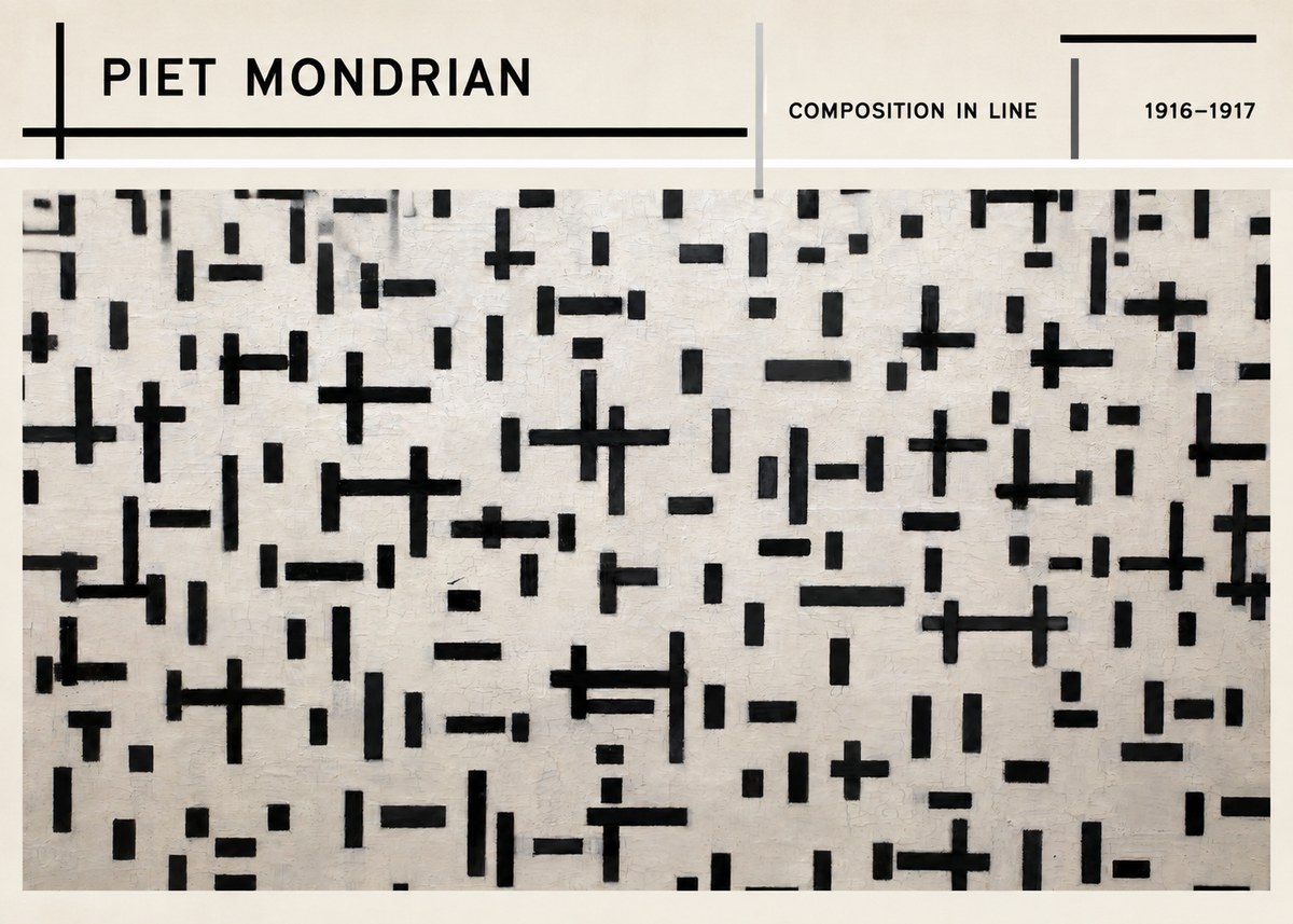 Piet Mondrian Composition in Line No3 - Póster
