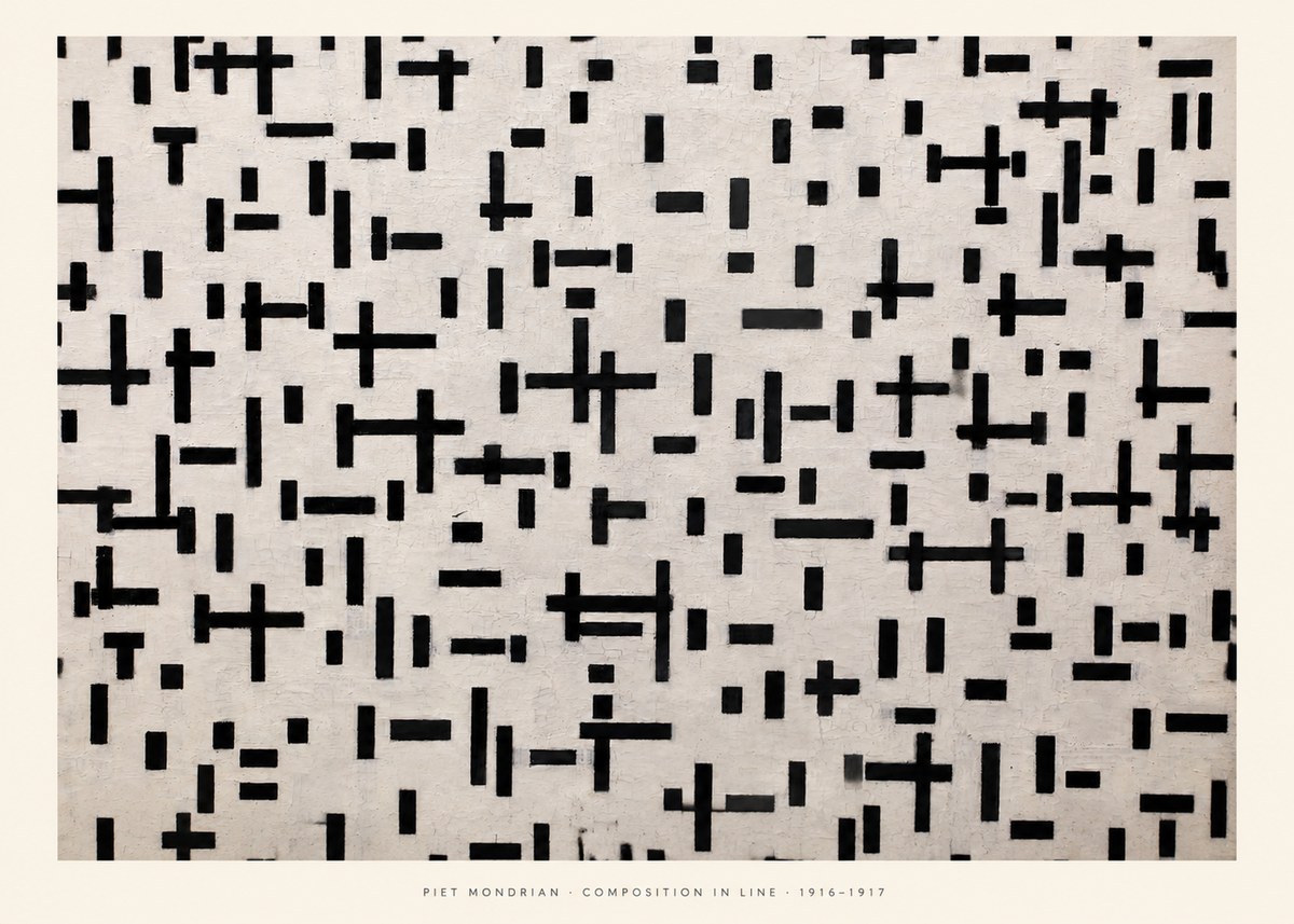 Piet Mondrian Composition in Line No5 - Póster