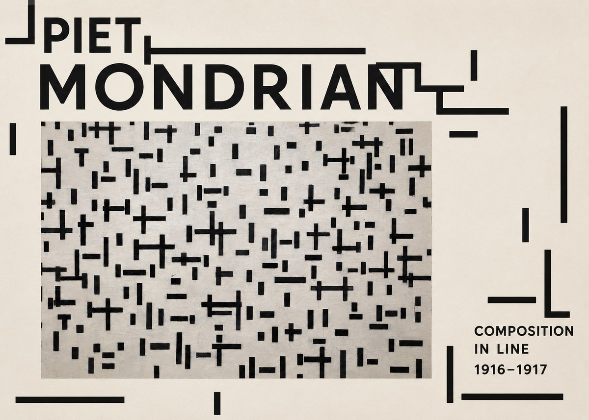 Piet Mondrian Composition in Line No6 - Póster