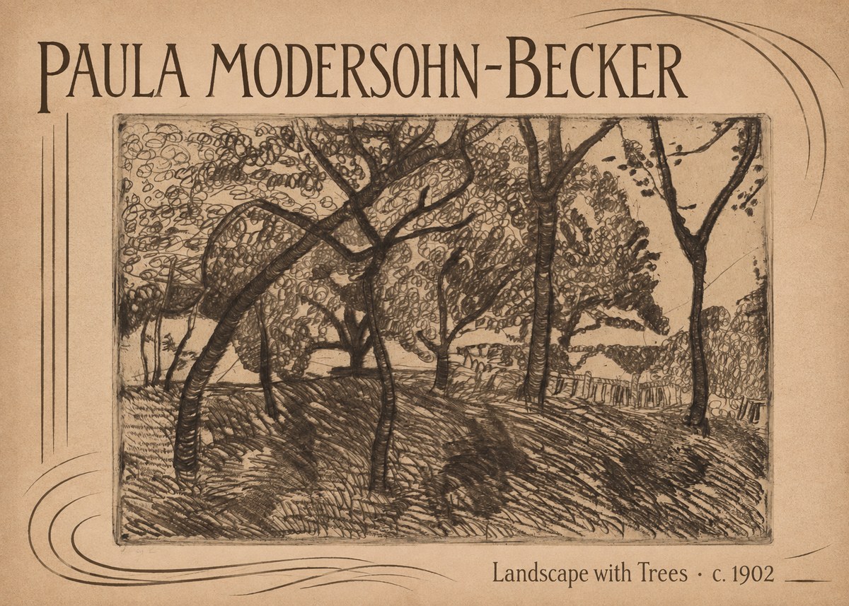 Paula Modersohn-Becker Landscape with Trees No2 - Póster