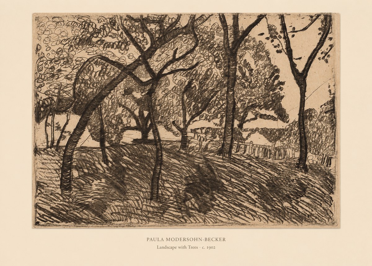 Paula Modersohn-Becker Landscape with Trees No6 - Póster