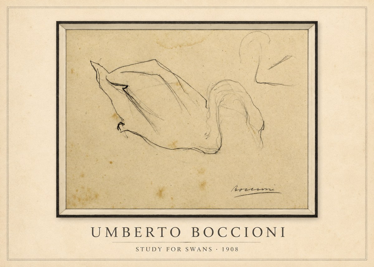 Umberto Boccioni Study for Swans No1 - Póster