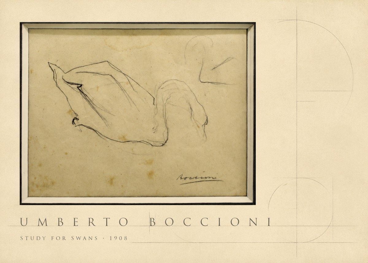 Umberto Boccioni Study for Swans No4 - Póster