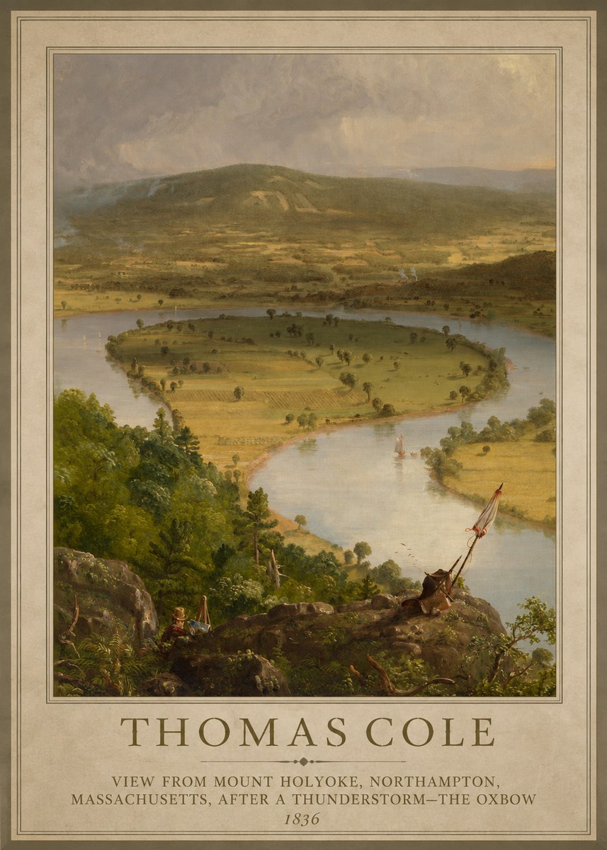 Thomas Cole View from Mount Holyoke, Northampton, Massachusetts, After a Thunderstorm—the Oxbow III No1 - Póster