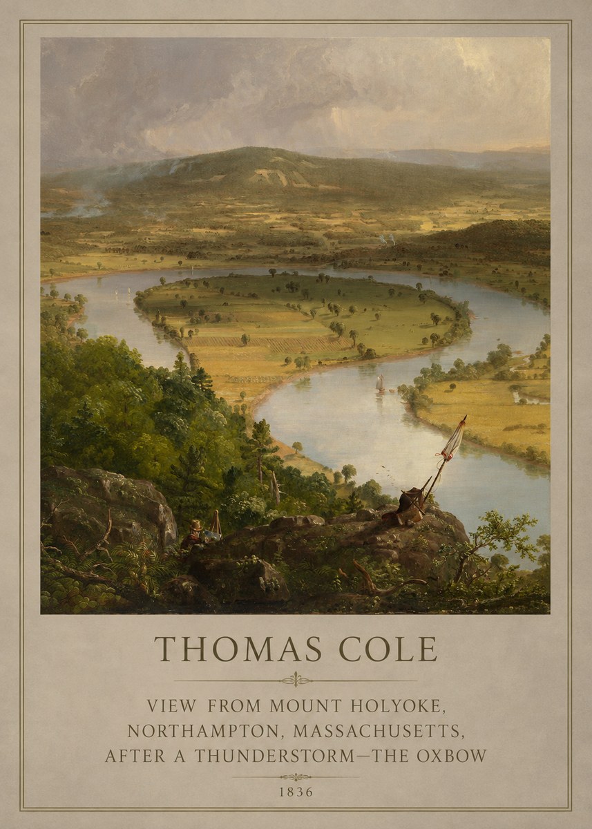 Thomas Cole View from Mount Holyoke, Northampton, Massachusetts, After a Thunderstorm—the Oxbow III No5 - Póster