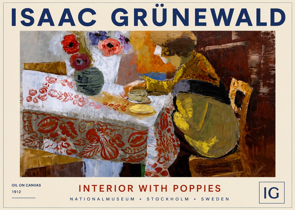 Isaac Grünewald Interior with Poppies No4 - Póster