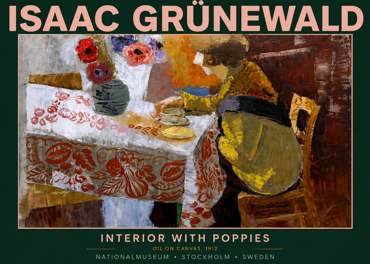 Isaac Grünewald Interior with Poppies No5 - Póster