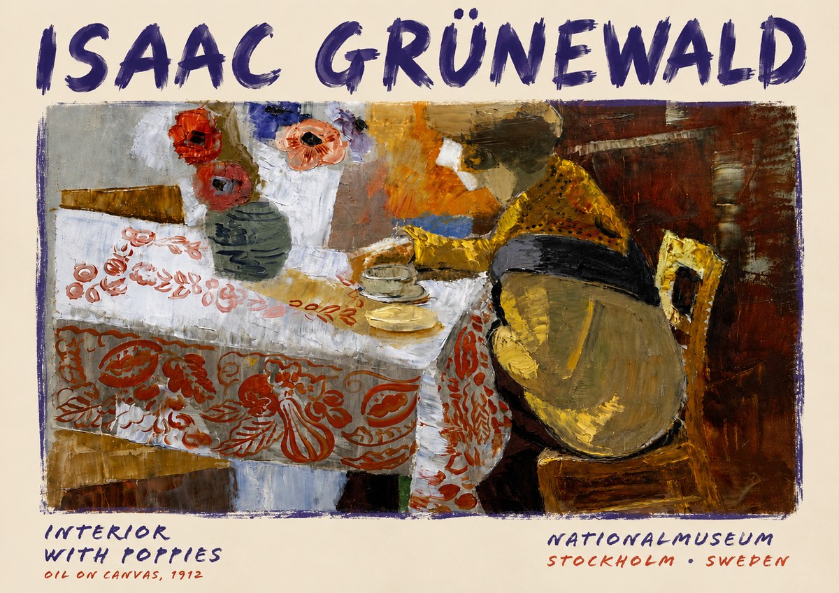 Isaac Grünewald Interior with Poppies No6 - Póster