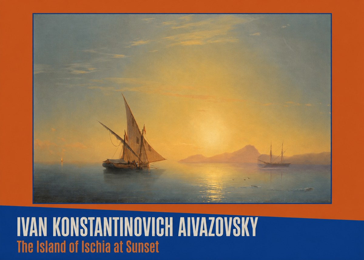 Ivan Konstantinovich Aivazovsky The Island of Ischia at Sunset No2 - Póster