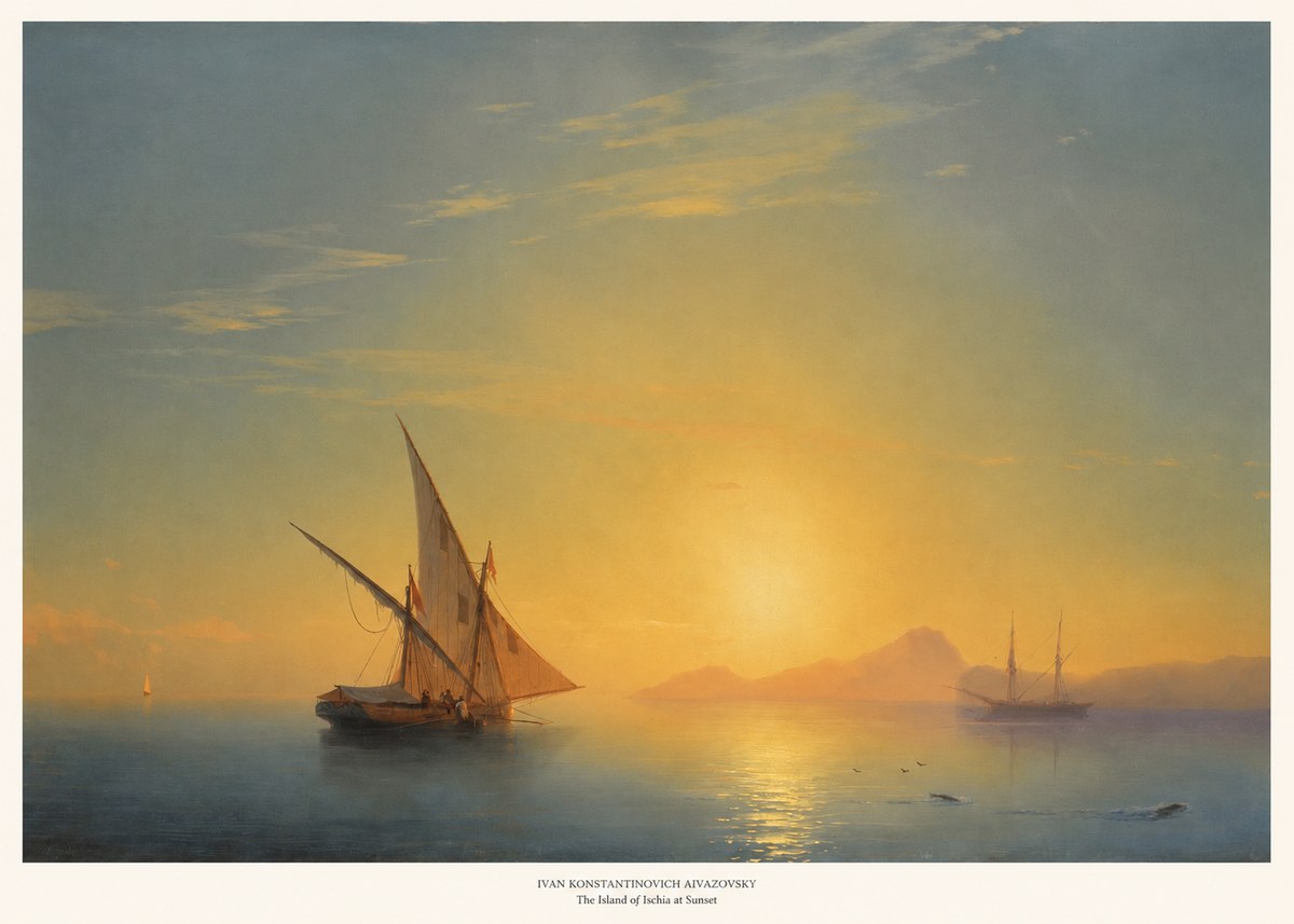 Ivan Konstantinovich Aivazovsky The Island of Ischia at Sunset No6 - Póster