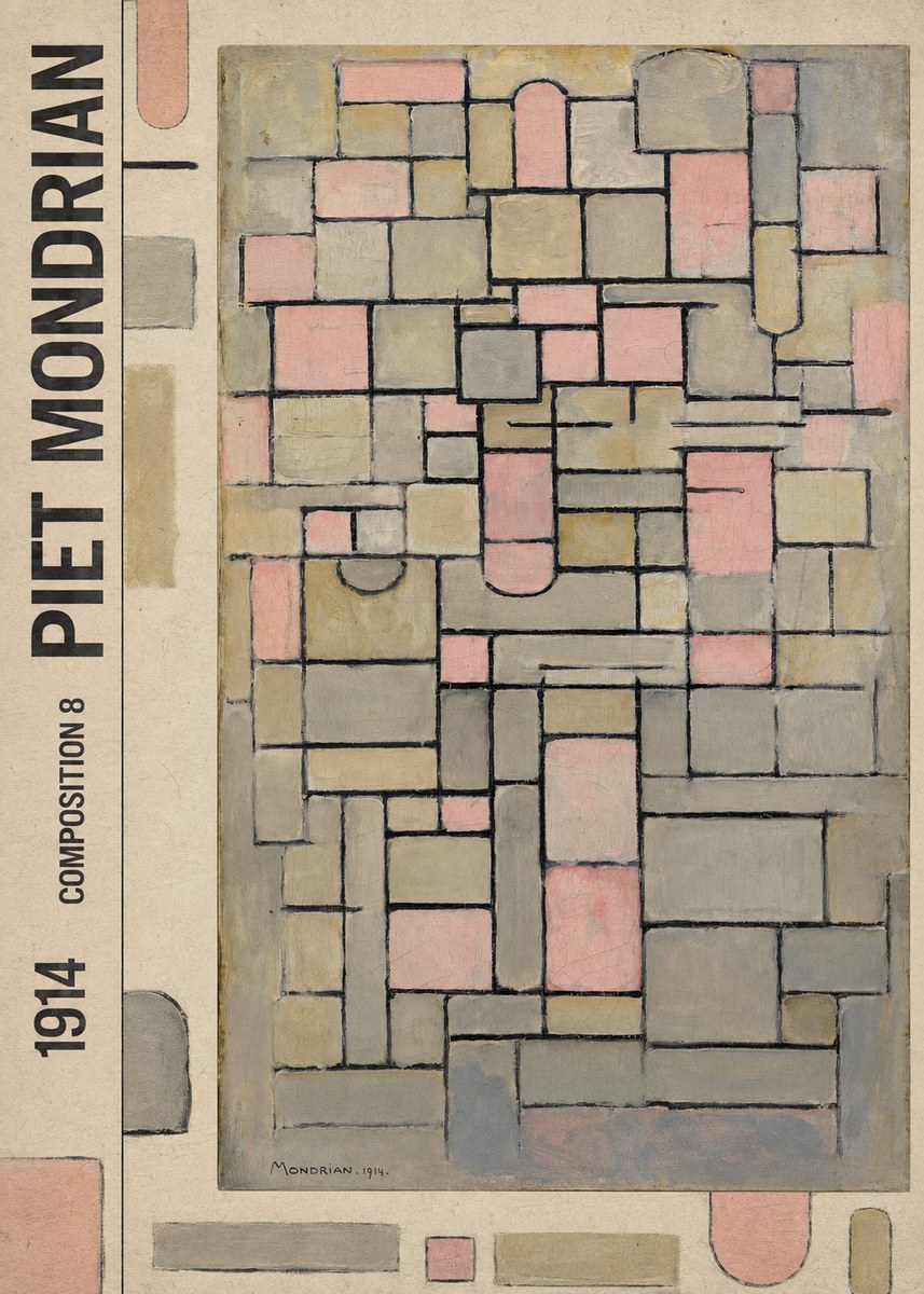 Piet Mondrian Composition 8 No5 - Póster