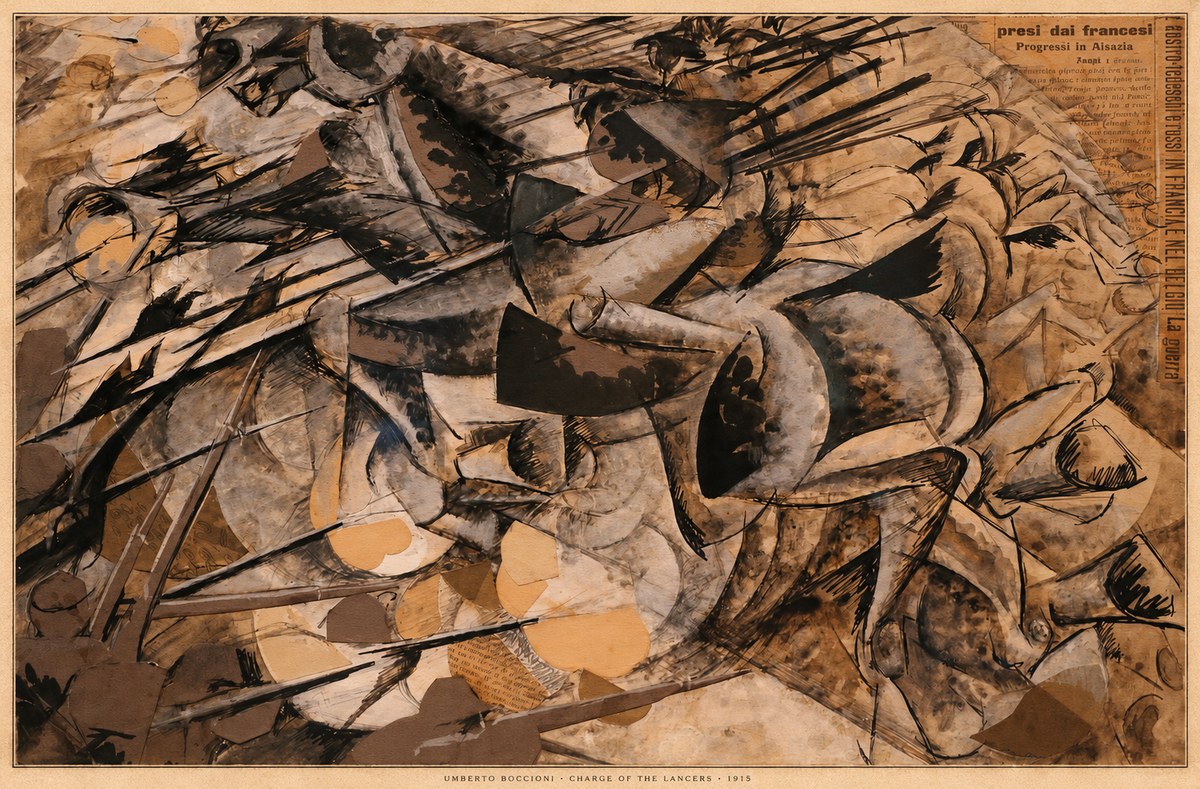 Umberto Boccioni Charge of the Lancers No6 - Póster