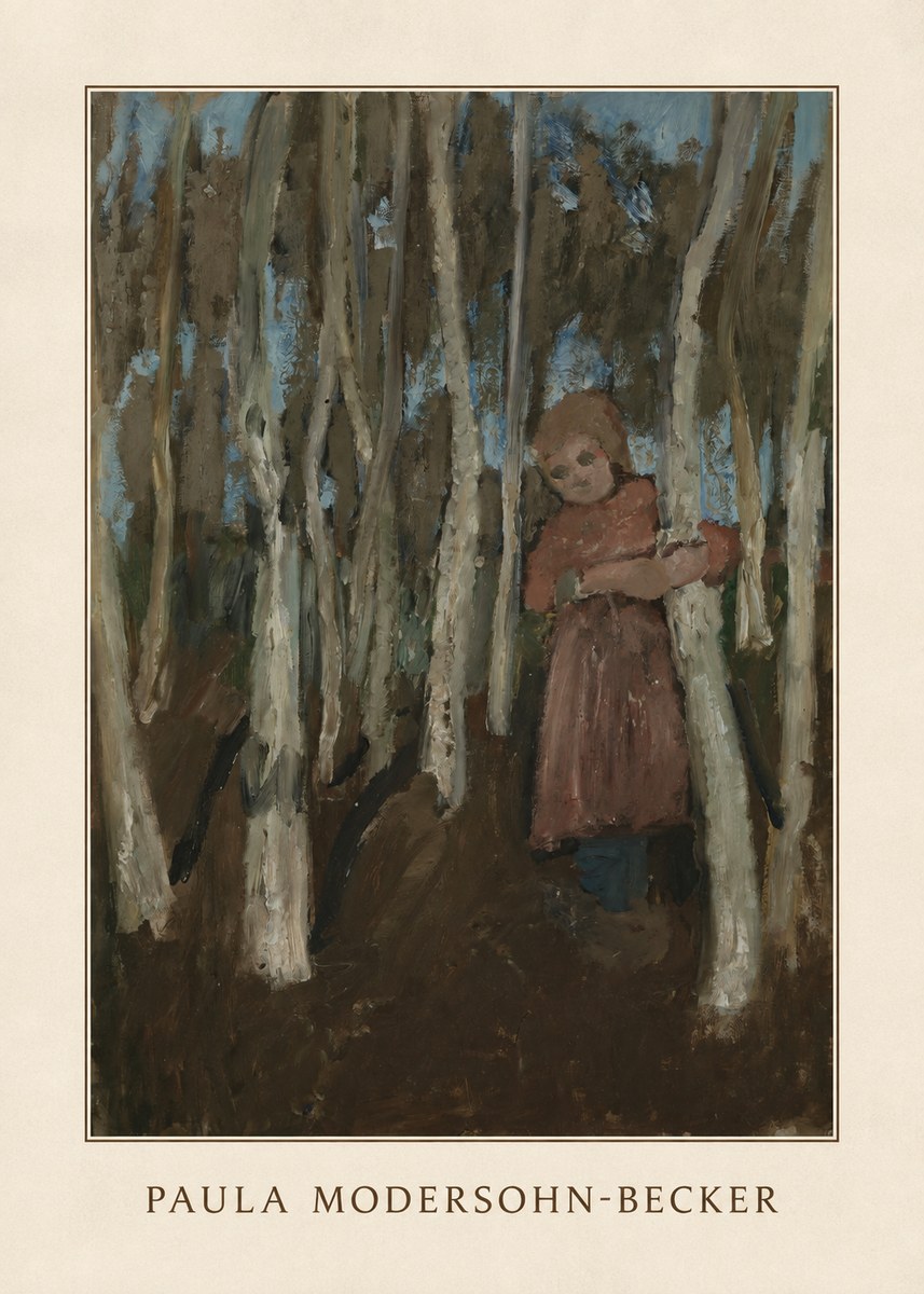Paula Modersohn-Becker Girl in a Birch Forest No3 - Póster