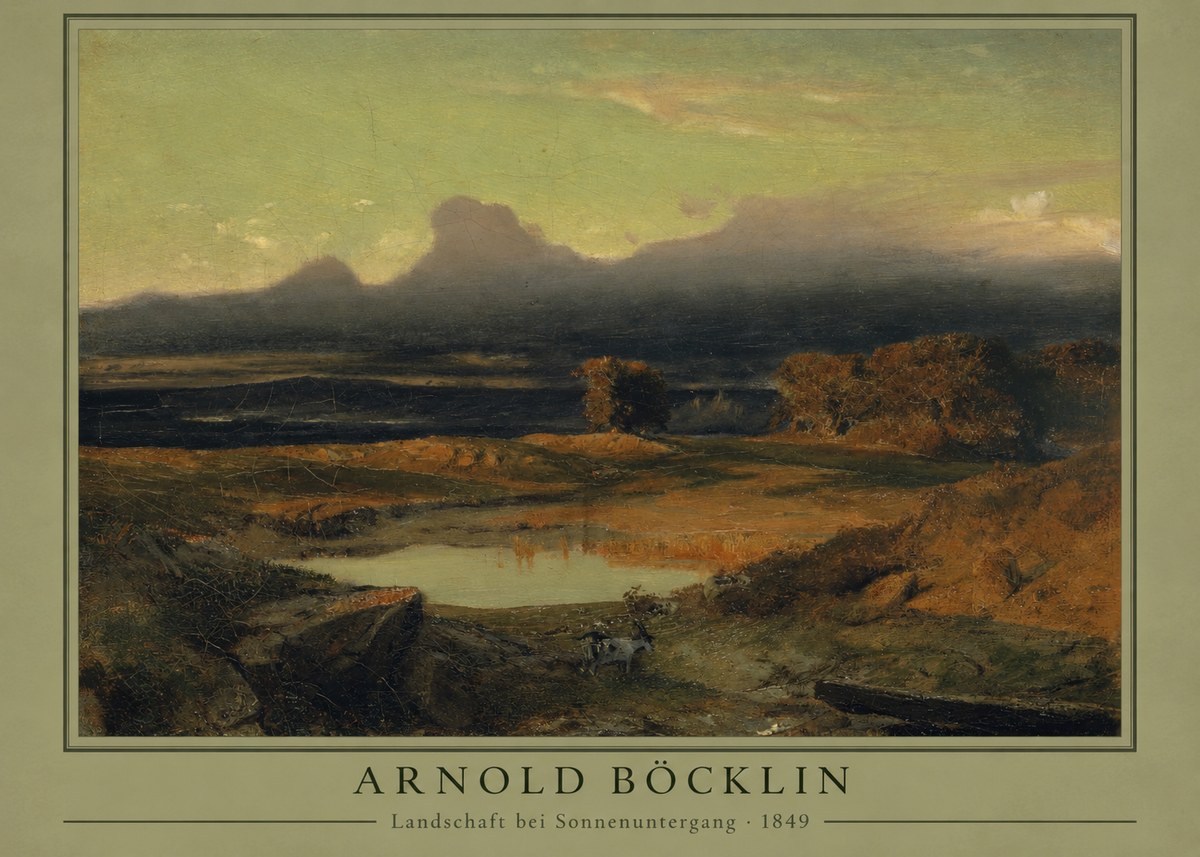 Arnold Böcklin Landschaft Bei Sonnenuntergang No3 - Póster
