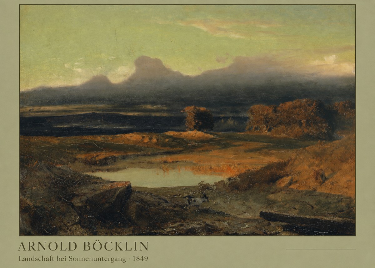 Arnold Böcklin Landschaft Bei Sonnenuntergang No4 - Póster