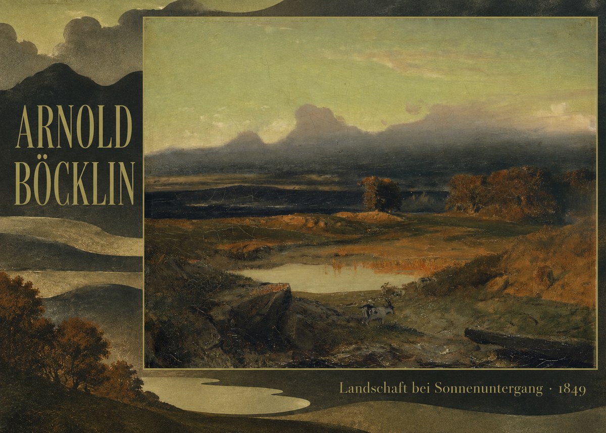 Arnold Böcklin Landschaft Bei Sonnenuntergang No6 - Póster