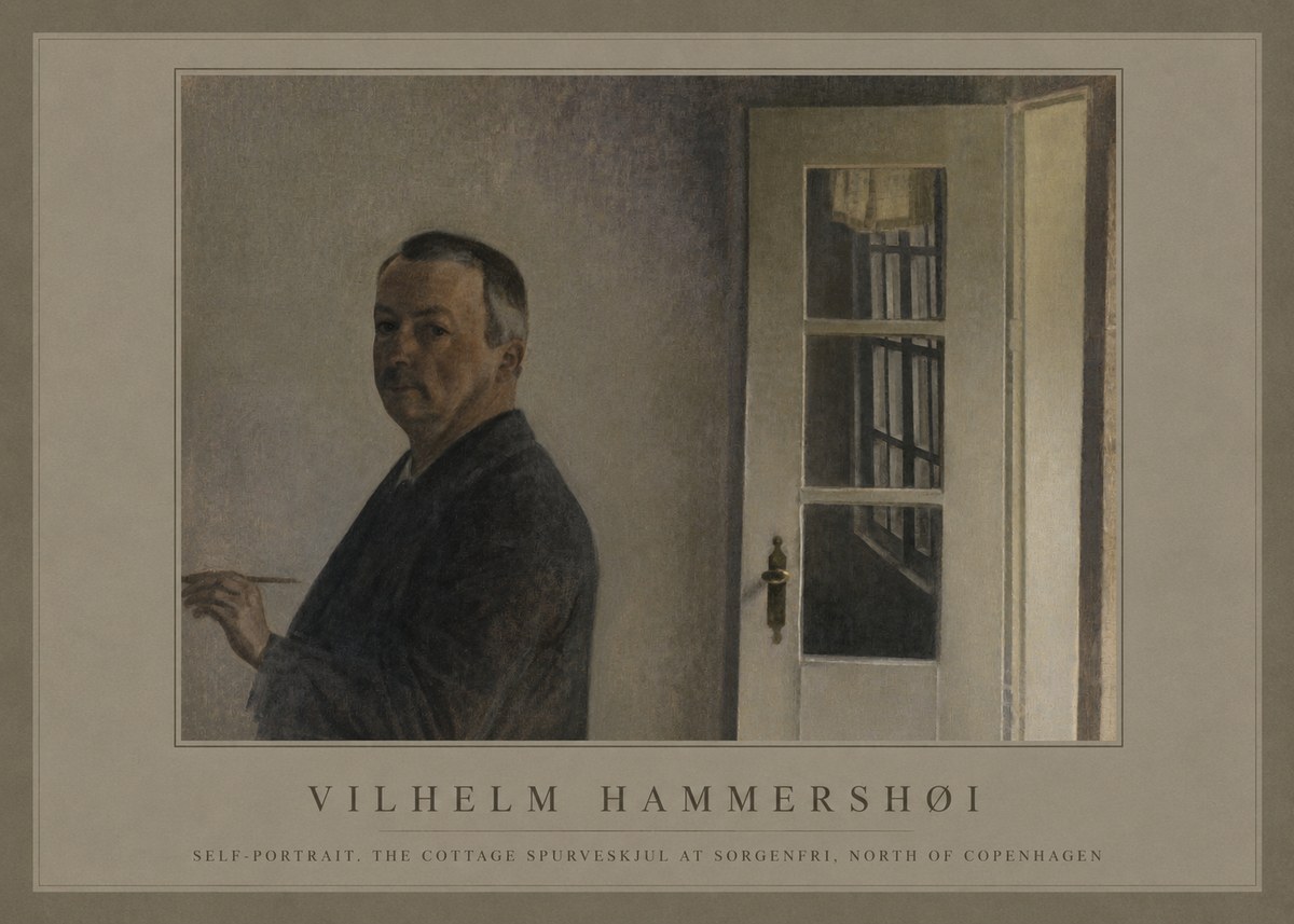 Vilhelm Hammershøi Self-portrait. the Cottage Spurveskjul at Sorgenfri, North of Copenhagen No1 - Póster