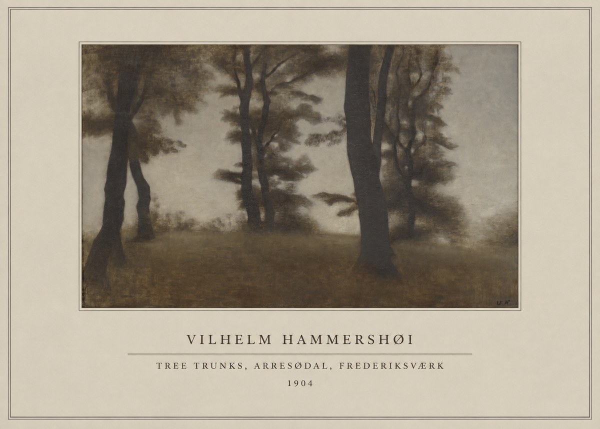Vilhelm Hammershøi Tree Trunks, Arresødal, Frederiksværk No4 - Póster