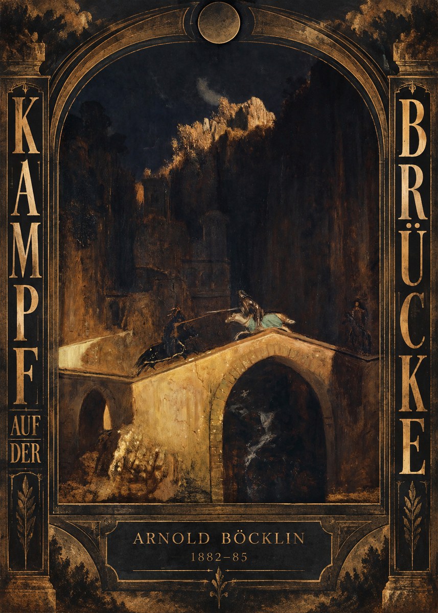 Arnold Böcklin Kampf Auf Der Brücke No6 - Póster
