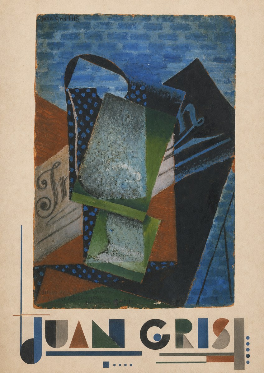 Juan Gris Still Life with Fruit Bowl and Bottle No3 - Póster