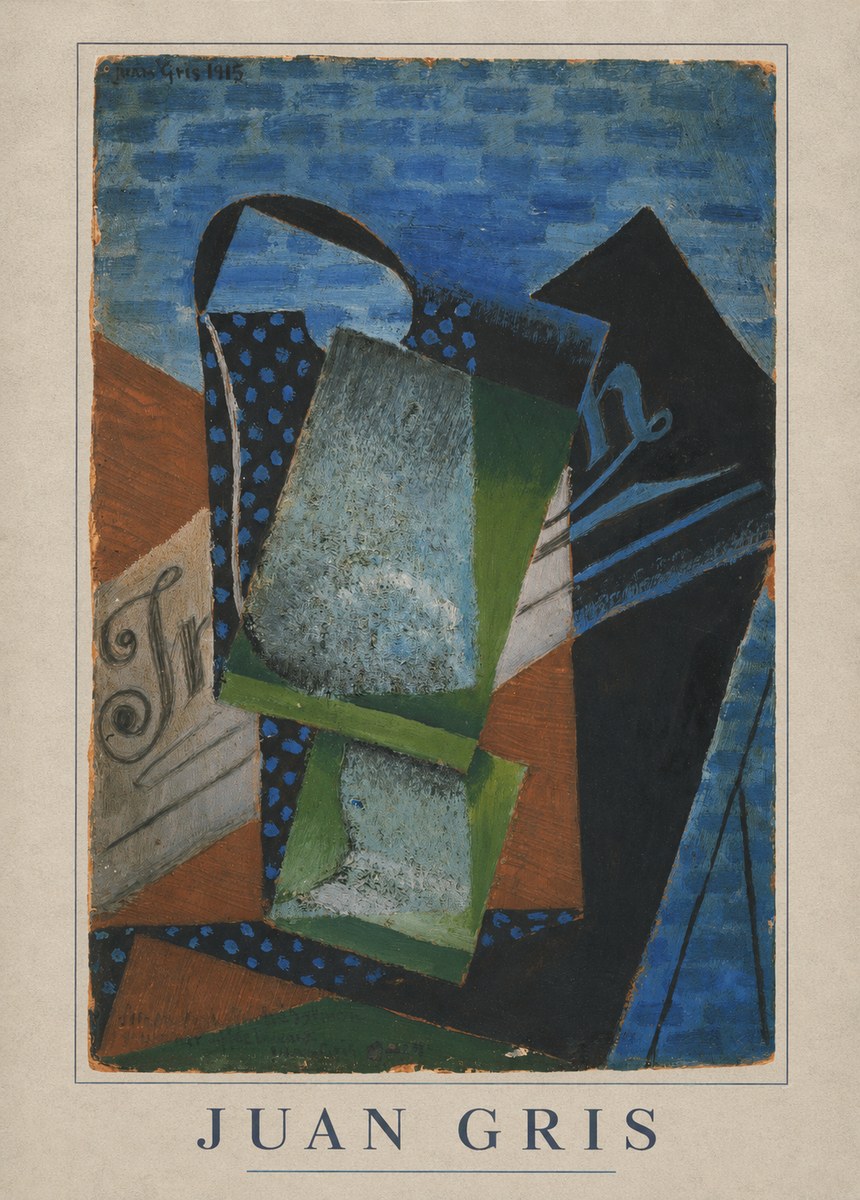 Juan Gris Still Life with Fruit Bowl and Bottle No4 - Póster