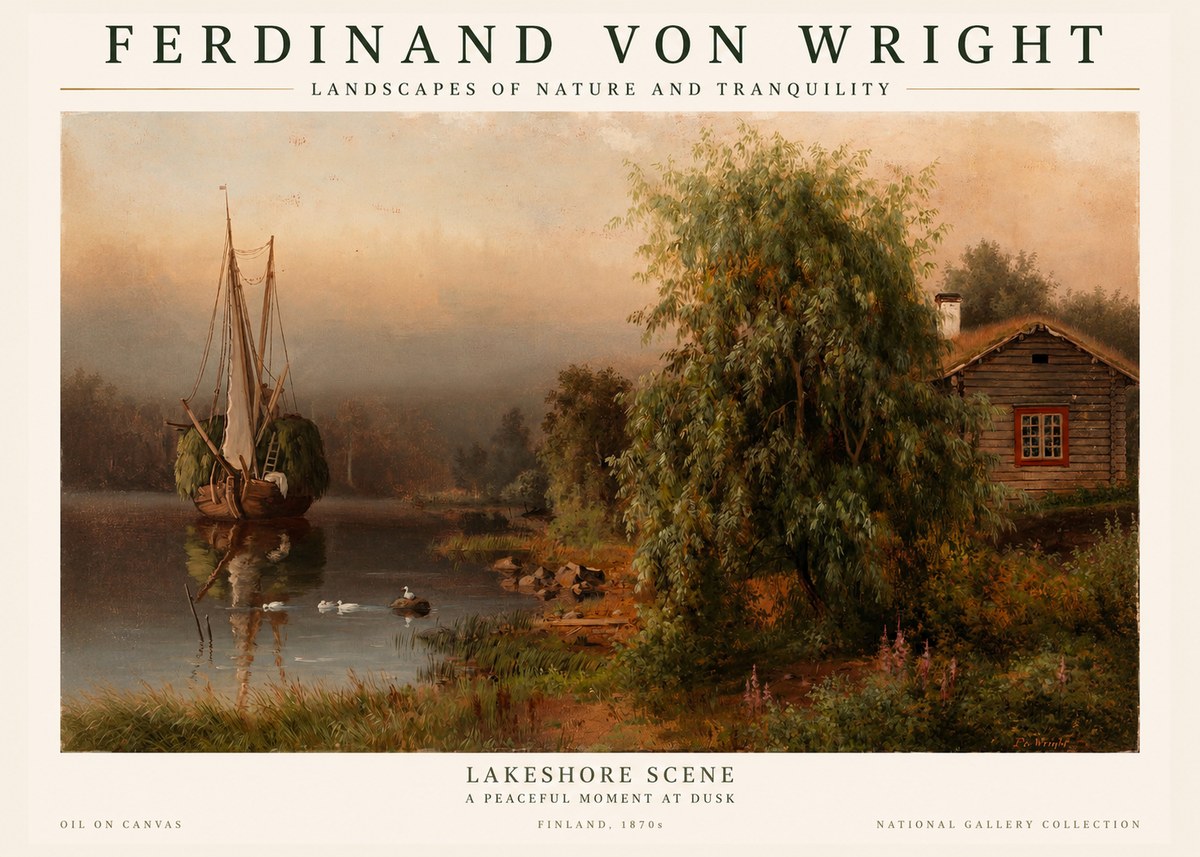 Ferdinand von Wright Lakeshore Scene No1 - Póster