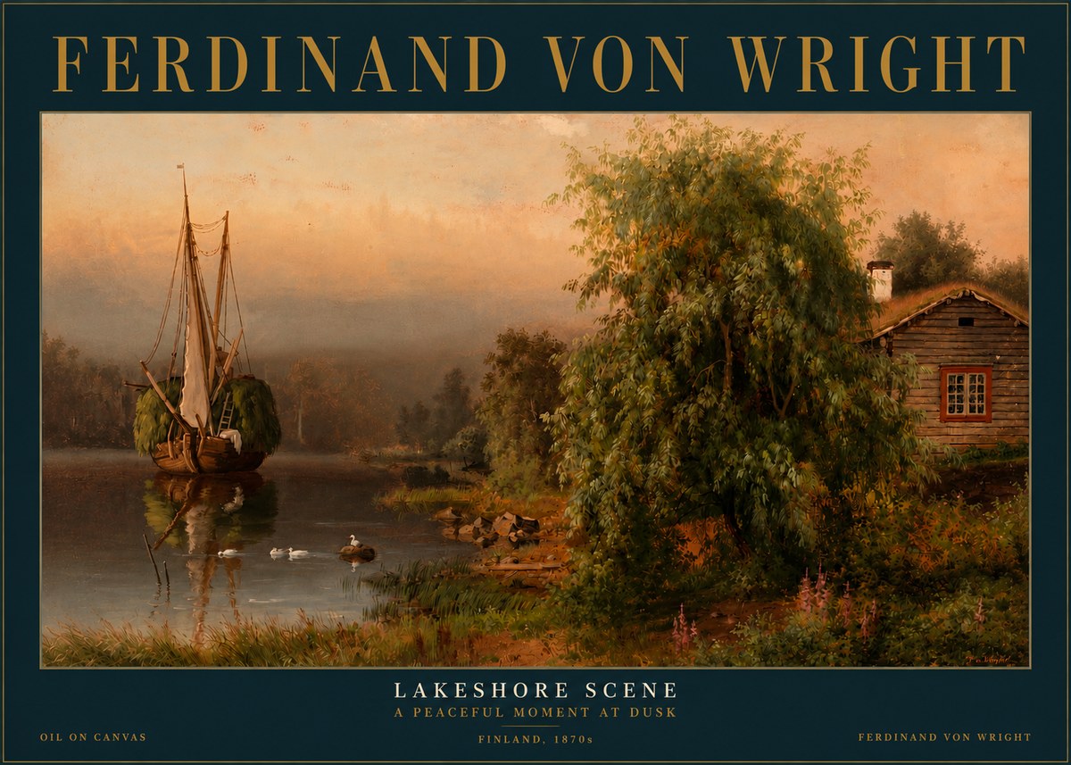 Ferdinand von Wright Lakeshore Scene No3 - Póster