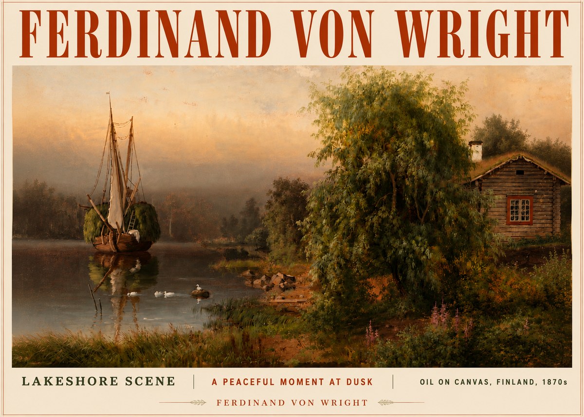 Ferdinand von Wright Lakeshore Scene No4 - Póster