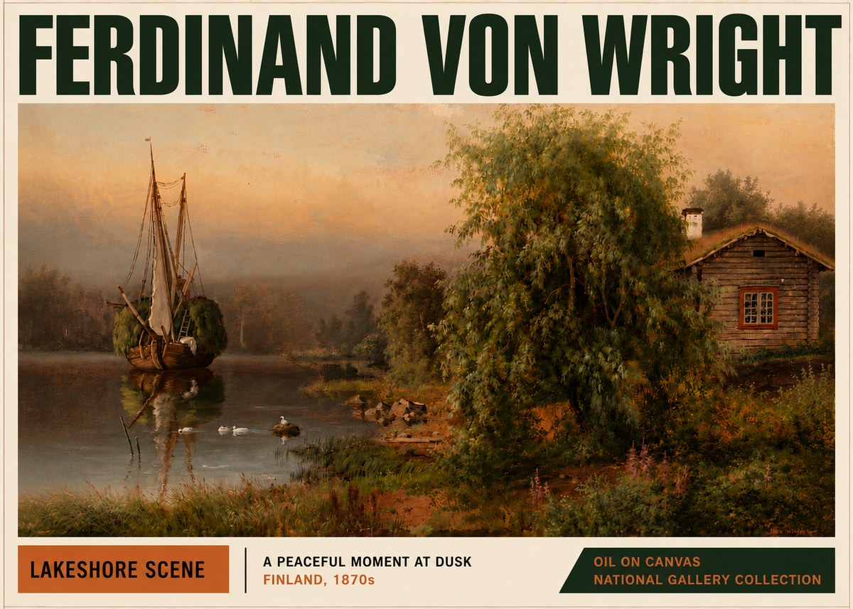 Ferdinand von Wright Lakeshore Scene No5 - Póster